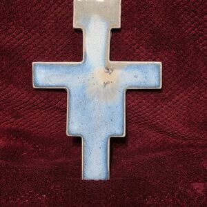 Franciscan San Damiano Cross Blue Crackle – Sara K Rubin Pottery